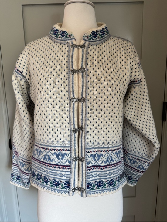 Dale of Norway Sweaters - Dale of Norway Classic Nordic Knit Cardigan Jacket Cream & Blue